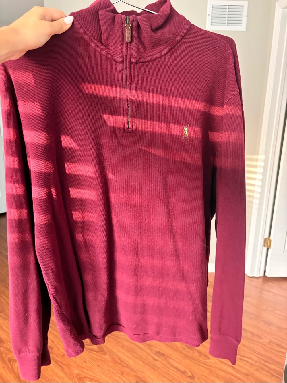 Ralph Lauren Estate Rib Quarter-Zip Sweater in Burgundy